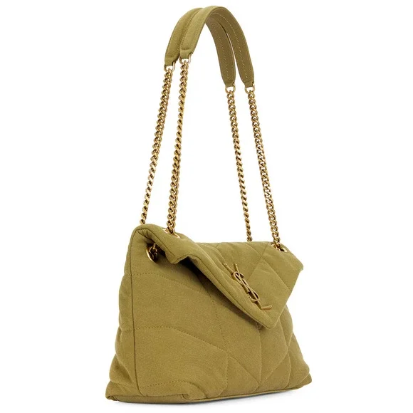 Saint Laurent Small Puffer Chain Fir Green Gold YSL Logo Shoulder Crossbody Bag - Picture 12 of 16